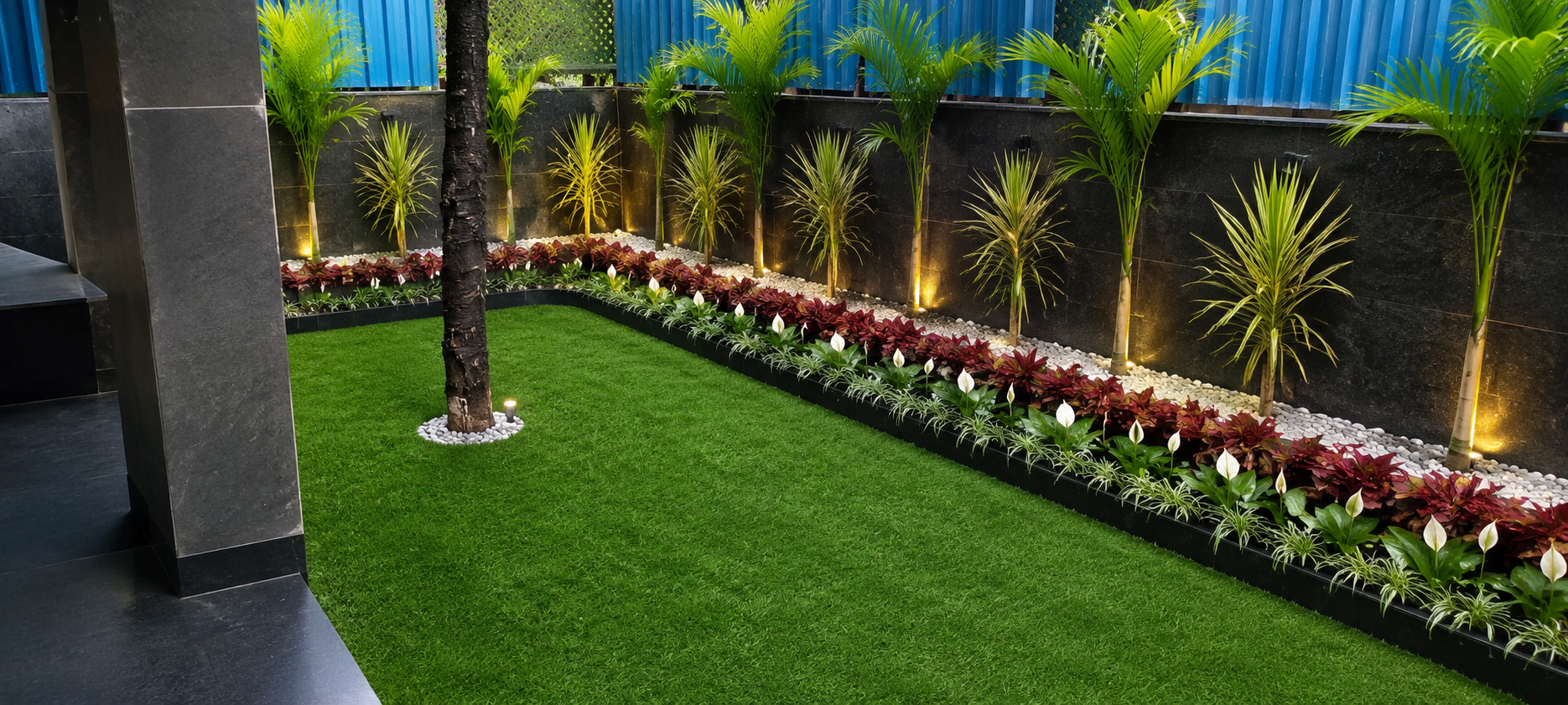 Modern Courtyard with Tropical Plantings