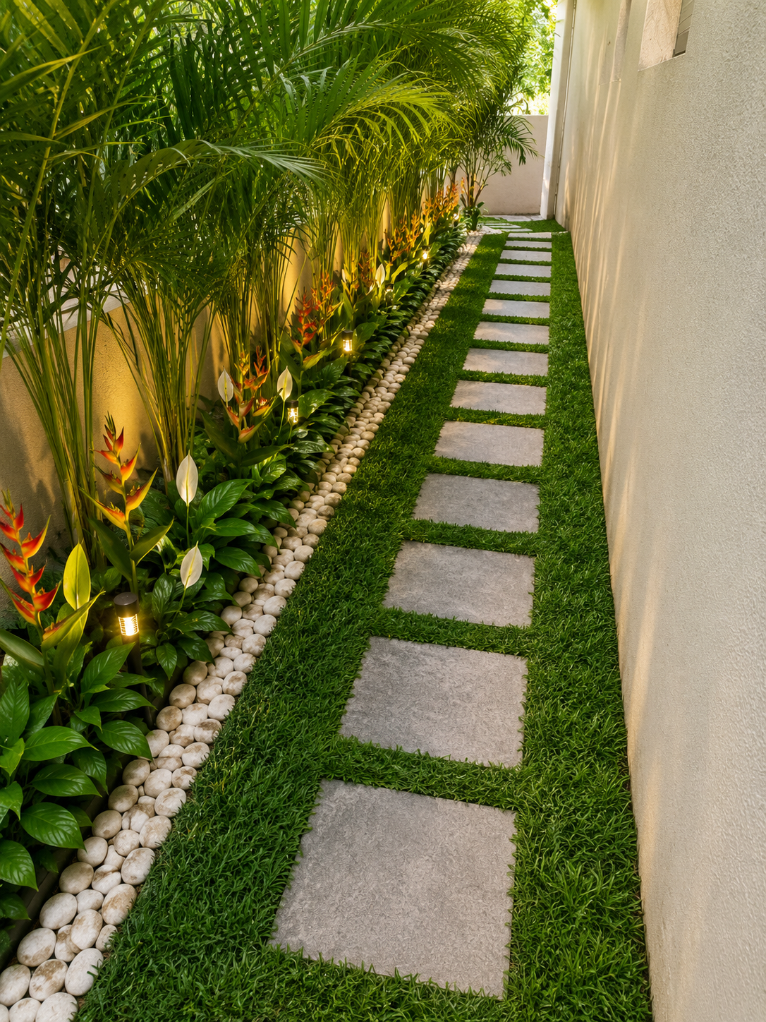 Tropical Garden Pathway with Stepping Stones